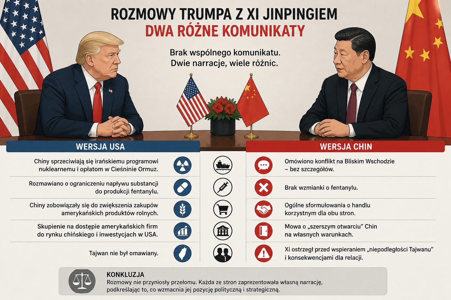 nieudane spotkanie trumpa w Chinach
